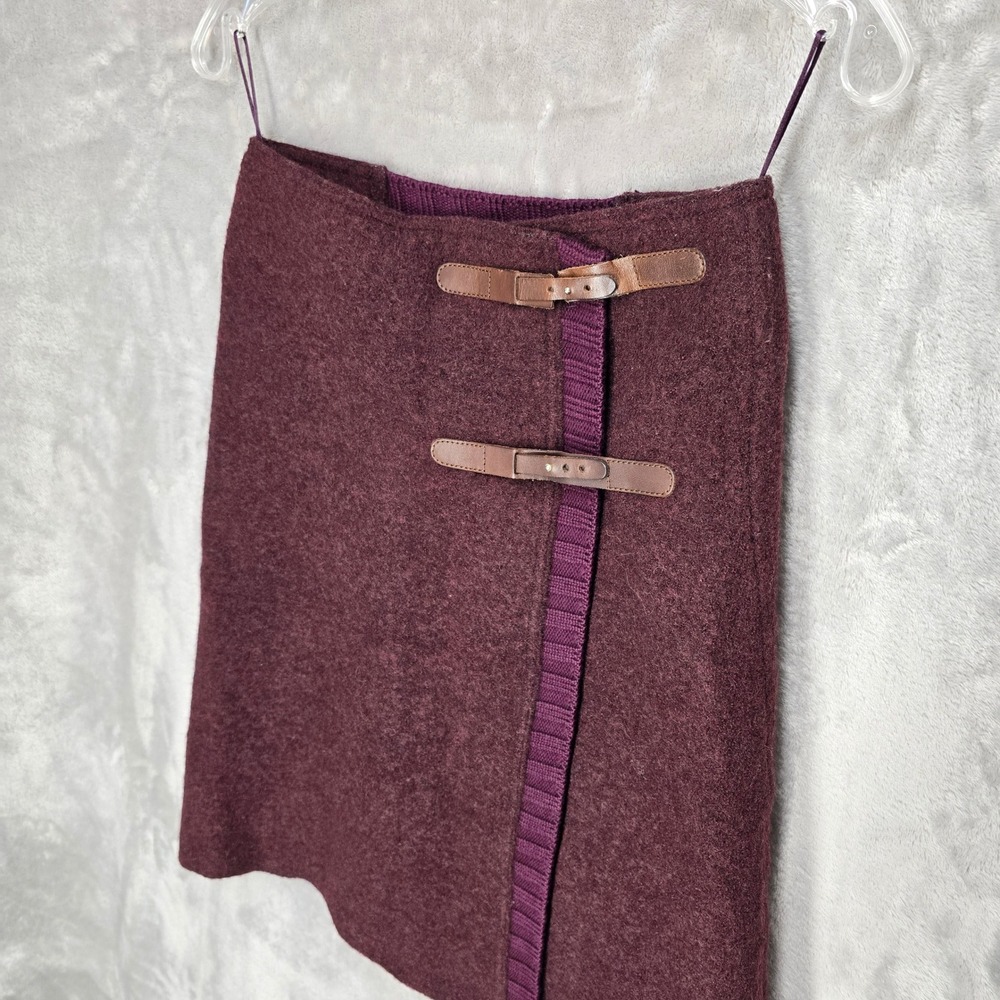 Philosophy Wrap Skirt Women 2 Burgundy Virgin Wool Equestrian Academia Preppy - Picture 10 of 16
